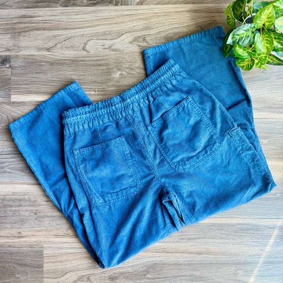 We The Free Modern Love High Rise Pull-On Corduroy Blue Drawstring Cargos Size M - Picture 14 of 15